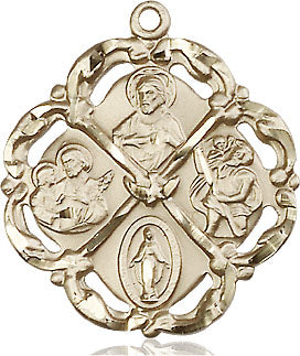 Extel Large 14kt Gold Filled Traditional Catholic 5-Way Cross Medal