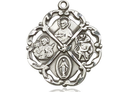 Extel Large Pewter Traditional Catholic 5-Way Cross Cruciform Medal