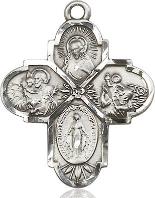 Extel Large Pewter Traditional Catholic 4-Way Cross Medal