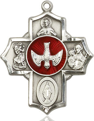Extel Large Pewter Traditional Catholic 5-Way Cross Pendant