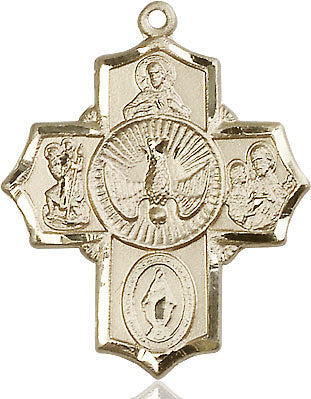 Extel Large 14kt Gold Filled Catholic 5-Way Cross Medal