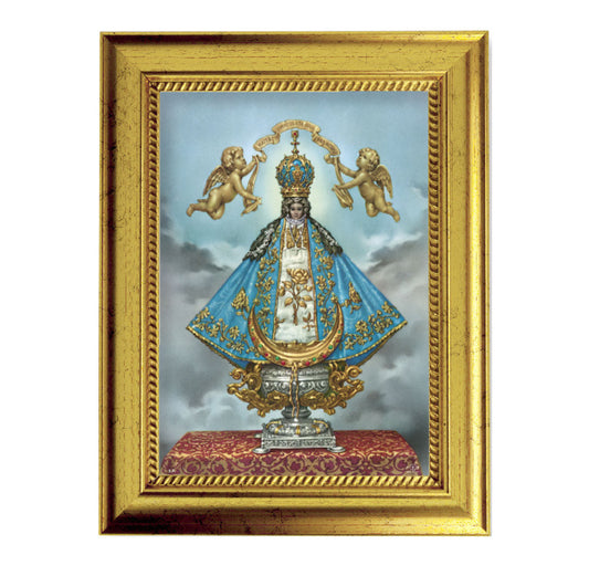 Virgin San Juan Picture Framed Wall Art Decor Small, Antique Gold-Leaf Frame with Rope Detailed Lip