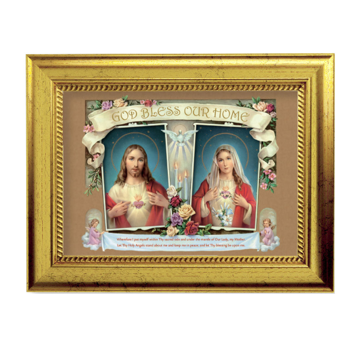 House Blessing Picture Framed Wall Art Decor Small Antique Gold-Leaf Frame