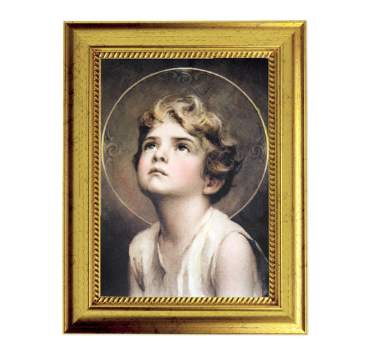 Divine Innocence Picture Framed Wall Art Decor, Small, Antique Gold-Leaf Frame with Rope Detailed Lip