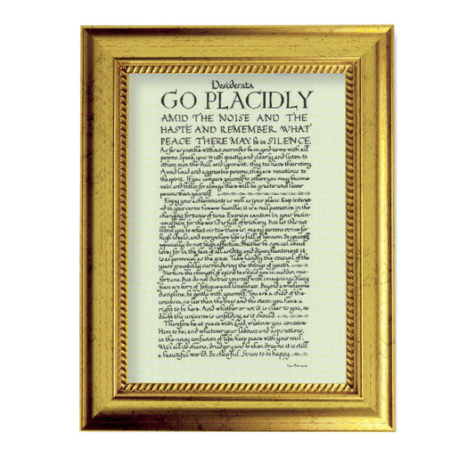 Desiderata Picture Framed Wall Art Decor Small, Antique Gold-Leaf Frame with Rope Detailed Lip