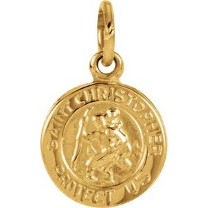 Extel Small 14K Yellow Gold Womens Catholic St. Christopher Medal