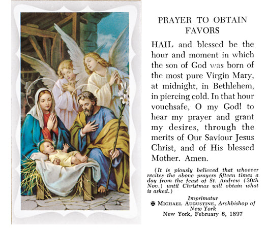 Christmas Prayer Catholic Prayer Holy Card with Prayer on Back, Pack of 100
