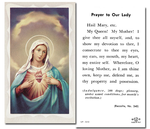Immaculate Heart of Mary Catholic Prayer Holy Card Pack