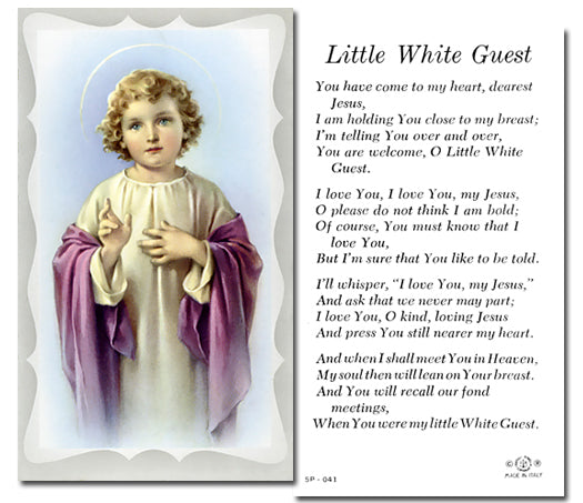 Little White Guest-Communion Catholic Prayer Holy Card with Prayer on Back, Pack of 100