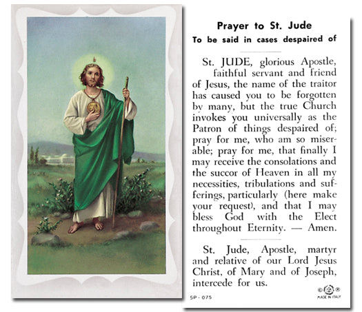 Saint Jude Catholic Prayer Holy Card with Prayer on Back, Pack of 100