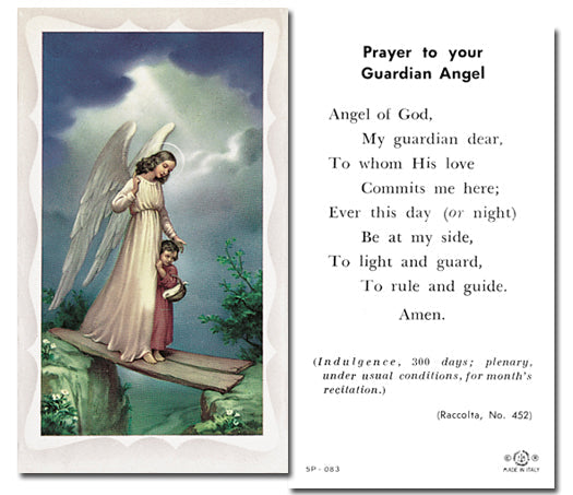 Guardian Angel-Girl Catholic Prayer Holy Card Pack of 100