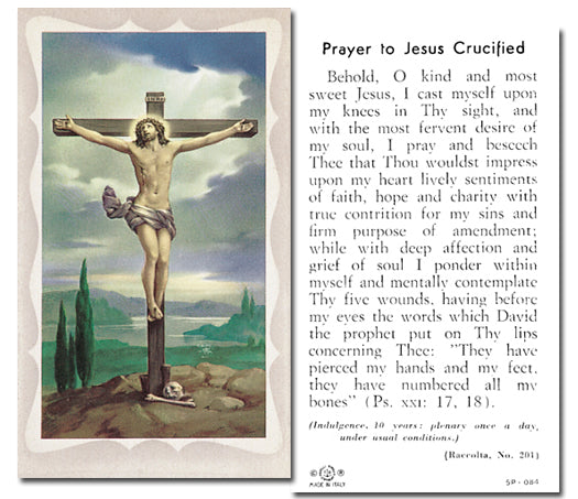 Crucifixion Catholic Prayer Holy Card with Prayer on Back, Pack of 100