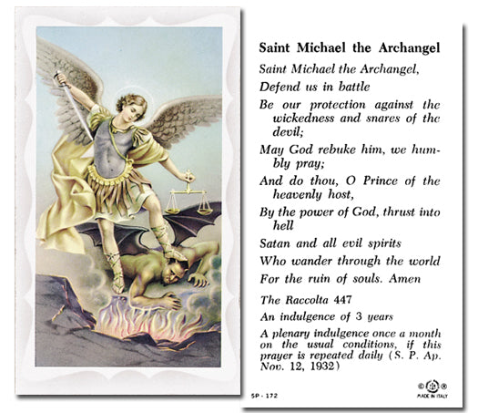 Saint Michael the Archangel Catholic Prayer Holy Card with Prayer on Back, Pack of 100
