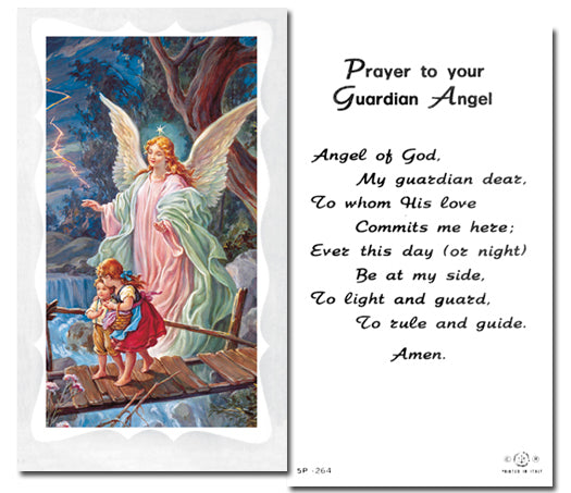 Guardian Angel Catholic Prayer Holy Card with Prayer on Back, Pack of 100