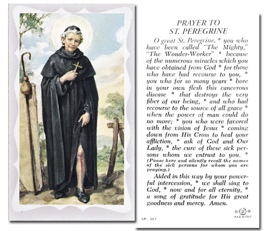Saint Peregrine Catholic Prayer Holy Card with Prayer on Back, Pack of 100