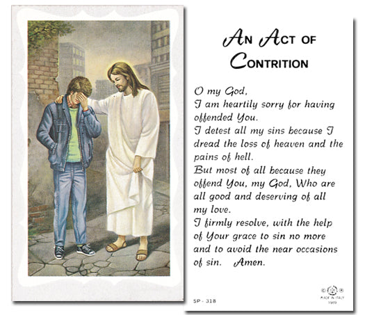 Act of Contrition-Boy Catholic Prayer Holy Card with Prayer on Back, Pack of 100