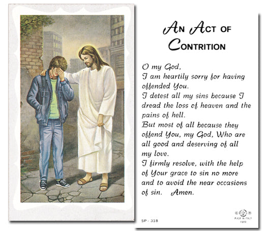 Act of Contrition-Boy Catholic Prayer Holy Card Pack of 100