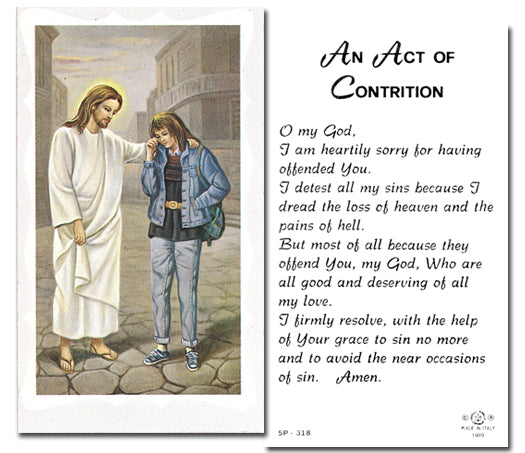 Act of Contrition-Girl Catholic Prayer Holy Card with Prayer on Back, Pack of 100