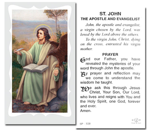 Saint John Catholic Prayer Holy Card with Prayer on Back, Pack of 100