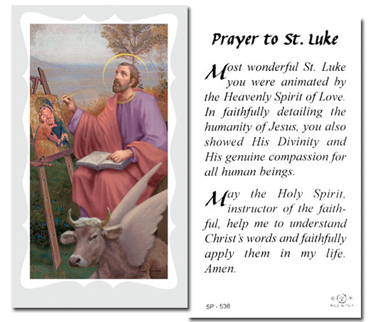 Saint Luke Catholic Prayer Holy Card with Prayer on Back, Pack of 100