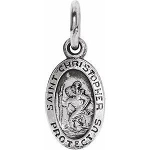 Extel Small Sterling Silver Womens Catholic St. Christopher Medal
