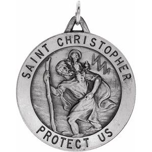 Extel Large Sterling Silver Mens Womens Catholic St. Christopher Medal