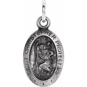 Extel Small Sterling Silver Womens St. Christopher Medal Charm