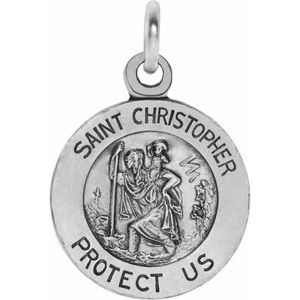 Extel Small Sterling Silver Womens Catholic St. Christopher Medal