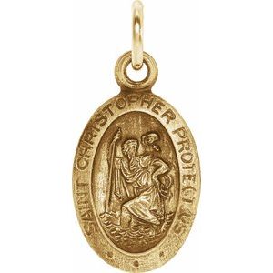 Extel Small 14K Yellow Gold St Christopher Medal Pendant Charm