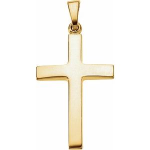Extel Medium 18K Yellow Gold Mens Womens Religious Cross Pendant Charm Made in USA