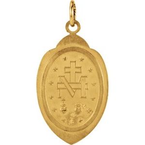 Extel Medium 14K Yellow Gold Oval Religious Catholic Medal