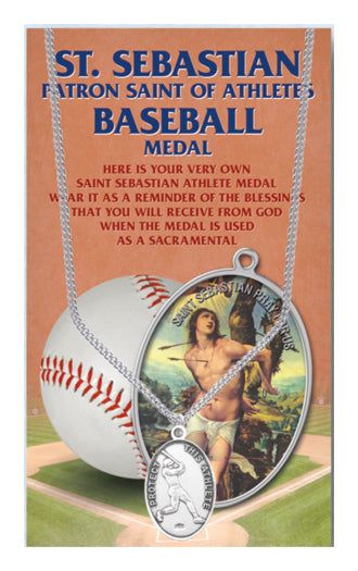Oval Saint Sebastian Baseball Pendant Necklace for Men