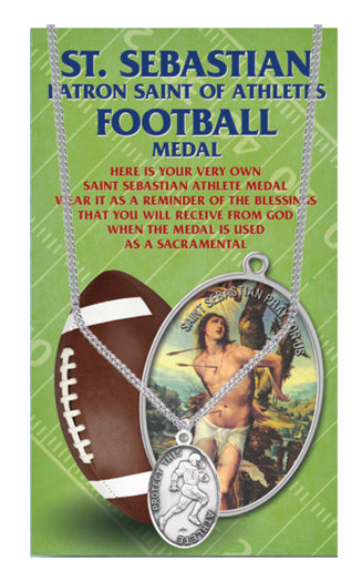 Oval Saint Sebastian Football Pendant Necklace for Men