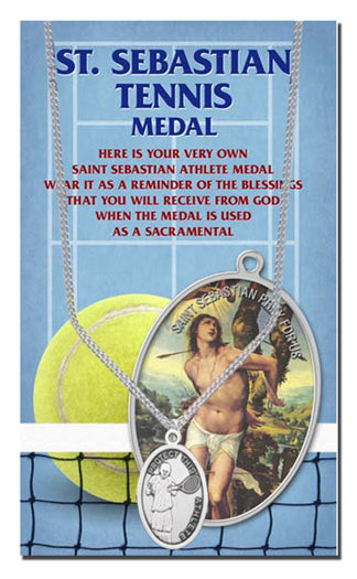Oval Saint Sebastian Tennis Pendant Necklace for Men