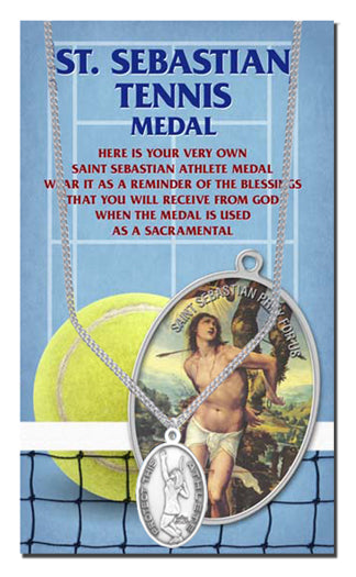 Oval Saint Sebastian Tennis Pendant Necklace for Women