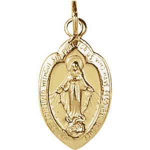 Extel Medium 14K Yellow Gold Oval Catholic Medal Charm