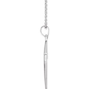 Extel Medium 14K White Gold Religious Cross Pendant Charm Necklace