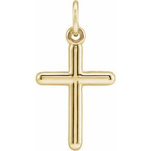 Extel Medium 14K Yellow Gold Mens Womens Cross Pendant Charm