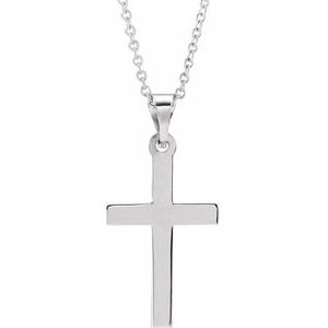 Extel Medium Sterling Silver Mens Womens Religious Cross Pendant Charm with 18 Inch Necklace