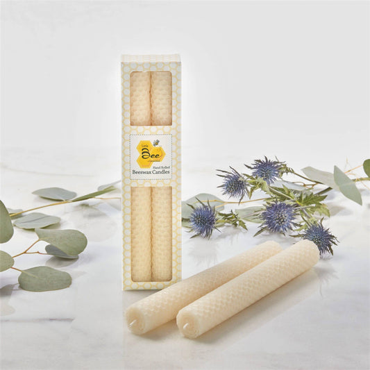 8 Inch Hand-Rolled Beeswax Taper Candles for Elegant Lighting