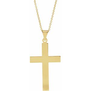 Extel Large 14K Yellow Gold Cross Pendant Charm with Necklace