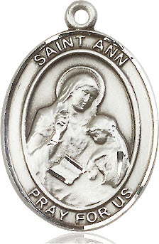 Extel Large Oval Sterling Silver St. Ann Medal, Made in USA