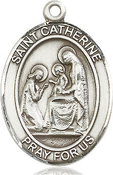 Extel Large Oval Pewter St. Catherine of Siena Medal, Made in USA