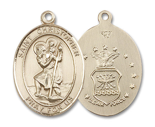 Extel Oval Large 14kt Gold Filled St Christopher Medal USA