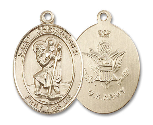 Extel Oval Large 14kt Gold Filled St Christopher Army Medal