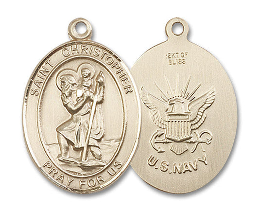 Extel Oval Large 14kt Gold Filled St Christopher Navy Medal