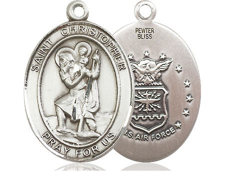 Extel Oval Large Pewter St Christopher Air Force Medal USA
