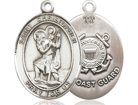 Extel Oval Large Pewter St Christopher Coast Guard Medal