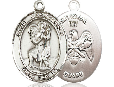 Extel Oval Large Pewter St Christopher Medal Made in USA