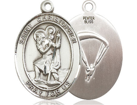 Extel Oval Large Pewter St. Christopher Paratrooper Medal